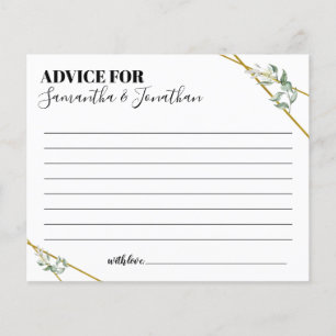 Greenery Advice for couple bilingual shower card