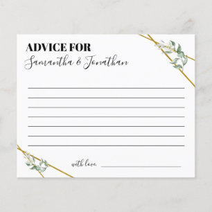 Greenery Advice for Couple shower game card