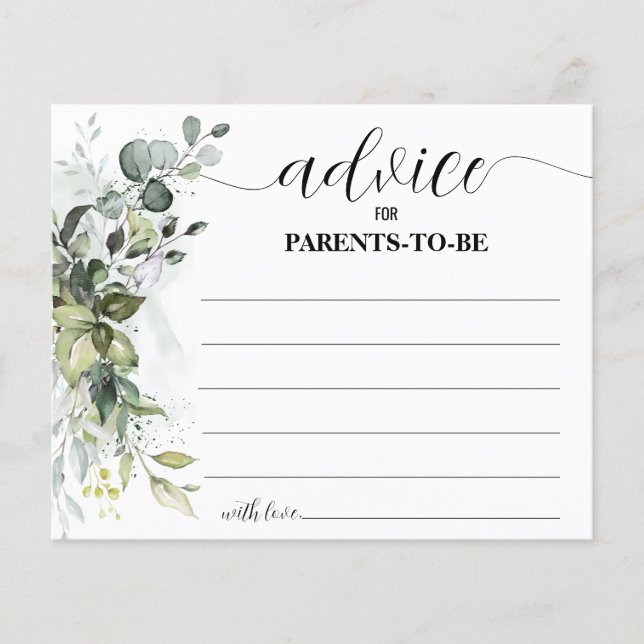 Greenery Advice for Mom & Dad Baby Shower card (Front)