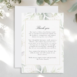 Greenery After Funeral Memorial Sympathy Thank Yo You Card