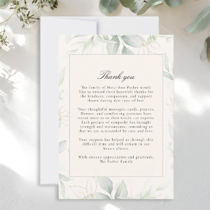 Greenery After Funeral Memorial Sympathy  Thank You Card