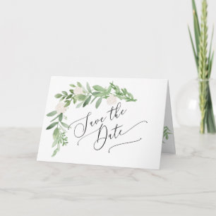 Greenery and Blush Save the Date Card