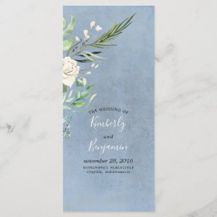 Greenery and Dusty Blue Wedding Programs