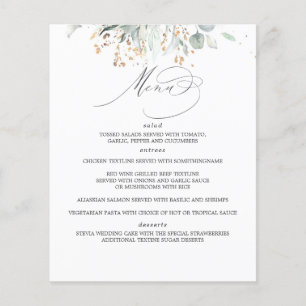 Greenery and Eucalyptus Leaves Wedding Menu