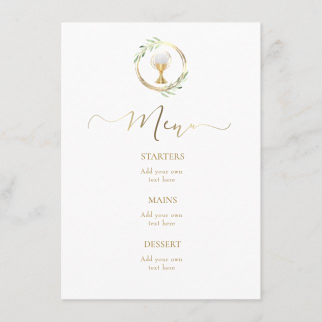 greenery and faux gold Menu (Front)