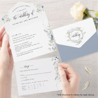 Greenery and Floral Wedding RSVP w/ Meal Selection