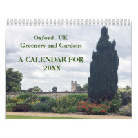 Greenery and Gardens in Oxford, UK Calendar 2025