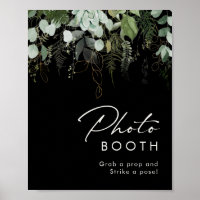 Greenery and Gold | Black Photo Booth Sign