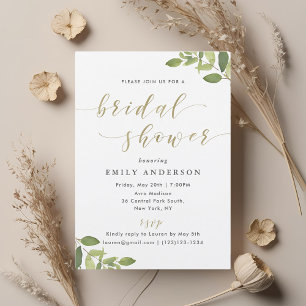 Greenery and Gold Bridal Shower Invitation
