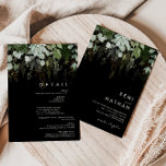 Greenery and Gold Leaf | Black All In One Invitation<br><div class="desc">We designed this greenery and gold leaf | black all in one invitation to complete your simple yet elegant boho wedding. It features modern green and white eucalyptus leaf, fern foliage, a succulent flower, and minimal gold foil leaves. These elements give the feel of a whimsical watercolor enchanted forest, perfect...</div>