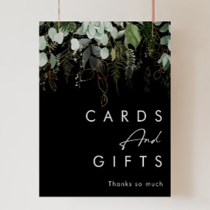 Greenery and Gold Leaf Black Cards and Gifts Poster