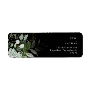 Greenery and Gold Leaf   Black Return Address