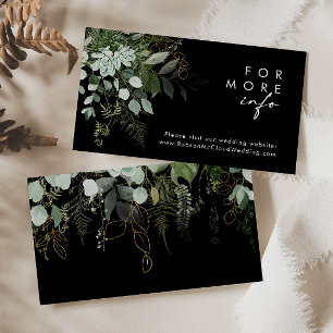 Greenery and Gold Leaf   Black Wedding Website Enclosure Card