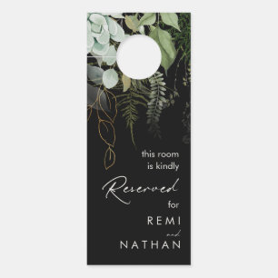 Greenery and Gold Leaf Bride and Groom Door Hanger