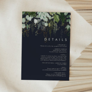 Greenery and Gold Leaf   Dark Navy Details Enclosure Card