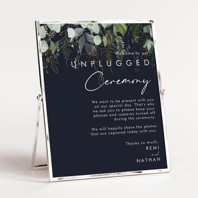 Greenery and Gold Leaf | Navy Unplugged Ceremony Poster (Creator Uploaded)