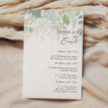 Greenery and Gold Leaf Schedule of Events Enclosure Card<br><div class="desc">We designed this greenery and gold leaf schedule of events enclosure card to complete your simple yet elegant boho wedding. It features modern green and white eucalyptus leaf, fern foliage, a succulent flower, and minimal gold foil leaves. These elements give the feel of a whimsical watercolor enchanted forest, perfect for...</div>