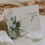 Greenery and Gold Leaf Script Thank You Card<br><div class="desc">We designed this greenery and gold leaf script thank you card to complete your simple yet elegant boho wedding. It features modern green and white eucalyptus leaf, fern foliage, a succulent flower, and minimal gold foil leaves. These elements give the feel of a whimsical watercolor enchanted forest, perfect for any...</div>