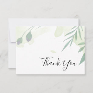 Greenery and Gold Leaf Thank You Card