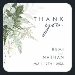 Greenery and Gold Leaf Thank You Wedding Sticker<br><div class="desc">We designed this greenery and gold leaf thank you wedding sticker to complete your simple yet elegant boho wedding. It features modern green and white eucalyptus leaf, fern foliage, a succulent flower, and minimal gold foil leaves. These elements give the feel of a whimsical watercolor enchanted forest, perfect for any...</div>