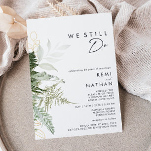 Greenery and Gold Leaf We Still Do Renewal Invitation