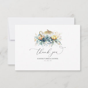 Greenery and Gold Pumpkins Bridal Shower Thank You Card