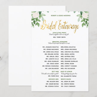 Greenery and Gold Simple Wedding Entourage Invitation