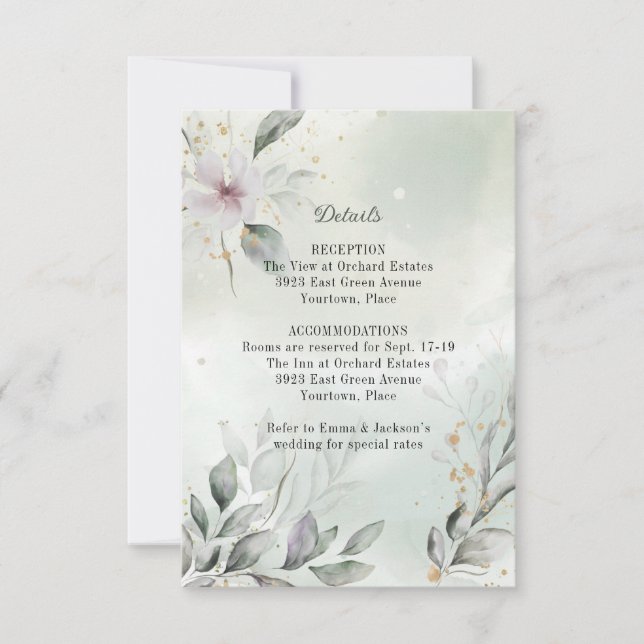 Greenery and Gold Wedding Enclosure Insert Invitation (Front)