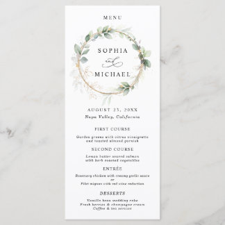 Greenery and Gold Wedding Flat Menu