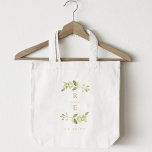 Greenery and Gold Wedding Monogram Tote Bag<br><div class="desc">Custom-designed wedding tote bag featuring elegant watercolor greenery wreath with personalized monogram and date.</div>