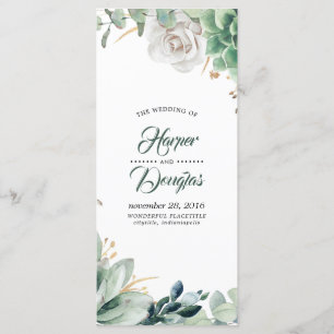 Greenery and Gold Wedding Programs