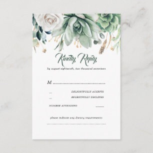 Greenery and gold Wedding RSVP Card