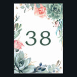 Greenery and Gold Wedding Table Number Cards<br><div class="desc">Greenery and pink flowers Table Number Cards</div>