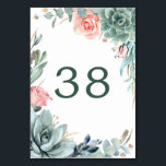 Greenery and Gold Wedding Table Number Cards<br><div class="desc">Greenery and pink flowers Table Number Cards</div>
