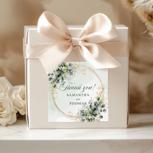 Greenery and Gold Wedding Thank You Stickers Boho