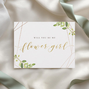 Greenery and Gold Will You Be My Flower Girl Invitation Postcard