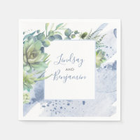 Greenery and Succulents Dusty Blue Elegant