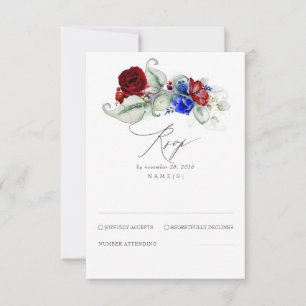 Greenery and Vibrant Flowers Bohemian Wedding RSVP Card