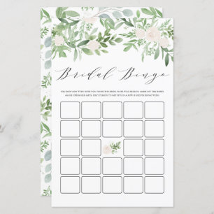 Greenery and White Flowers Bridal Shower Bingo