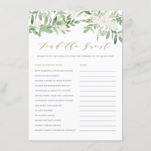 Greenery and White Flowers Find the Guest Game Enclosure Card