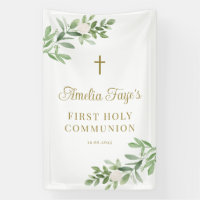 Greenery and White Flowers First Holy Communion