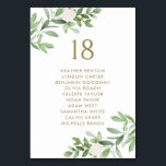Greenery and White Flowers Gold Wedding Seating Table Number<br><div class="desc">Add a beautiful botanical accent to your tablescape with the customizable greenery table numbers card. It features watercolour illustrations of white flowers and greenery. Personalize this greenery seating card by adding your own details. These greenery table numbers are perfect for any event.</div>