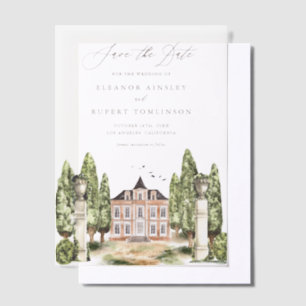 Greenery and White Flowers Grey Save the Date Vellum Invitations