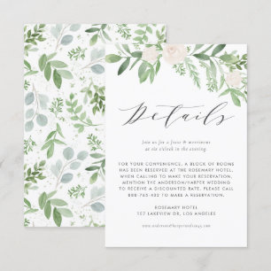 Greenery and White Flowers Wedding Details Enclosure Card