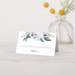 Greenery and White Flowers Wedding Place Card