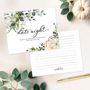 Greenery and White Pumpkin Date Night Card