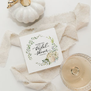 Greenery and White Pumpkin Fall Bridal Shower Napkin