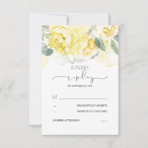 Greenery and Yellow Flowers Wedding RSVP Card