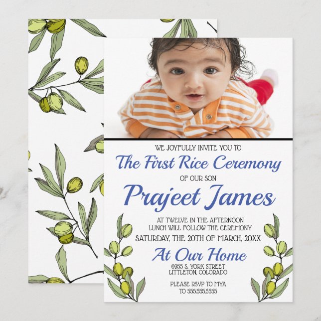 Greenery Annaprashan Invitation (Front/Back)