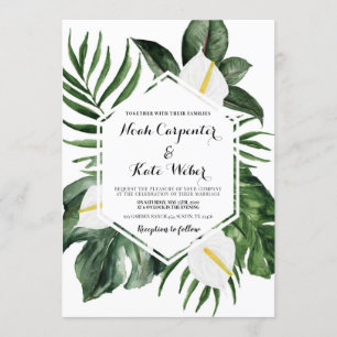 Greenery anthurium wedding invitation